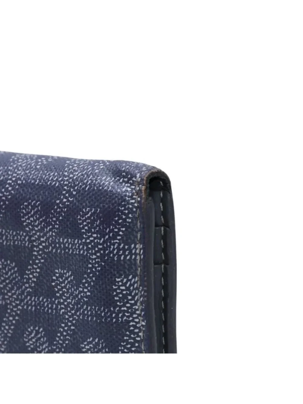 Goyard Saint Pierre Card Wallet Herringbone Pattern Canvas Leather Gray Yellow